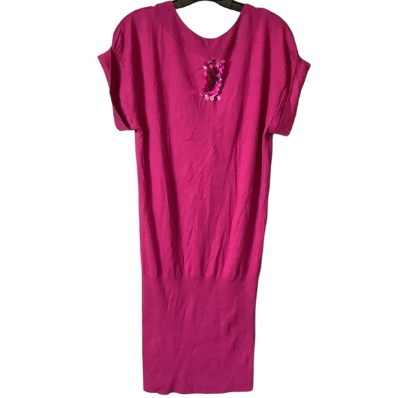 Small Raspberry Rebecca Taylor Open Back Dress Cashmere Silk - Picture 1 of 12